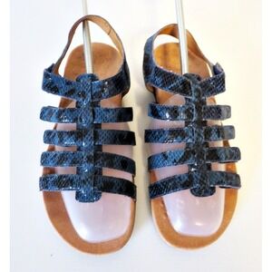 Vionic Harissa Snake Print Strappy Sandals Size 8 Blue Orthotic Comfort